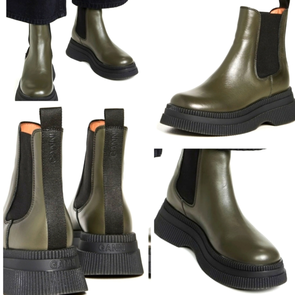 Nwdft Ganni Creeper Chelsea Booties Platform Chunky Sole